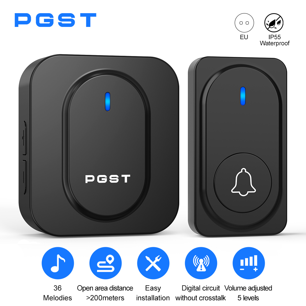 Outdoor Lighting Wireless - PGST Wireless Doorbell 36 Chimes LED