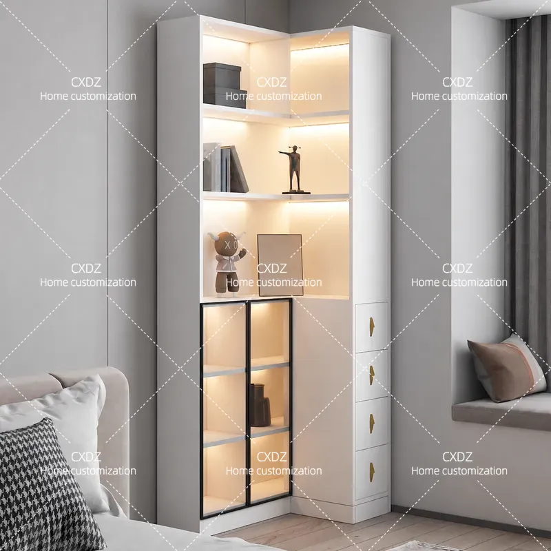 Outdoor Lighting Unit - Light Luxury Corner Cabinet with Glass