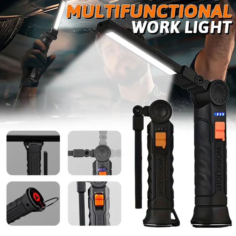 Outdoor Lighting Lanterns - Rechargeable Magnetic Work Light Flashlight Portable