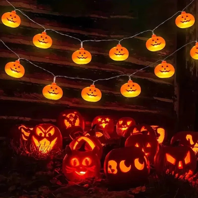 Outdoor Lighting Lanterns - Pumpkin Halloween String Lights 20LED Battery