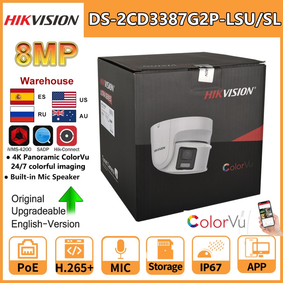 Outdoor Lighting No Electricity - Hikvision DS-2CD3387G2P-LSU/SL 8MP Panoramic ColorVu Turret