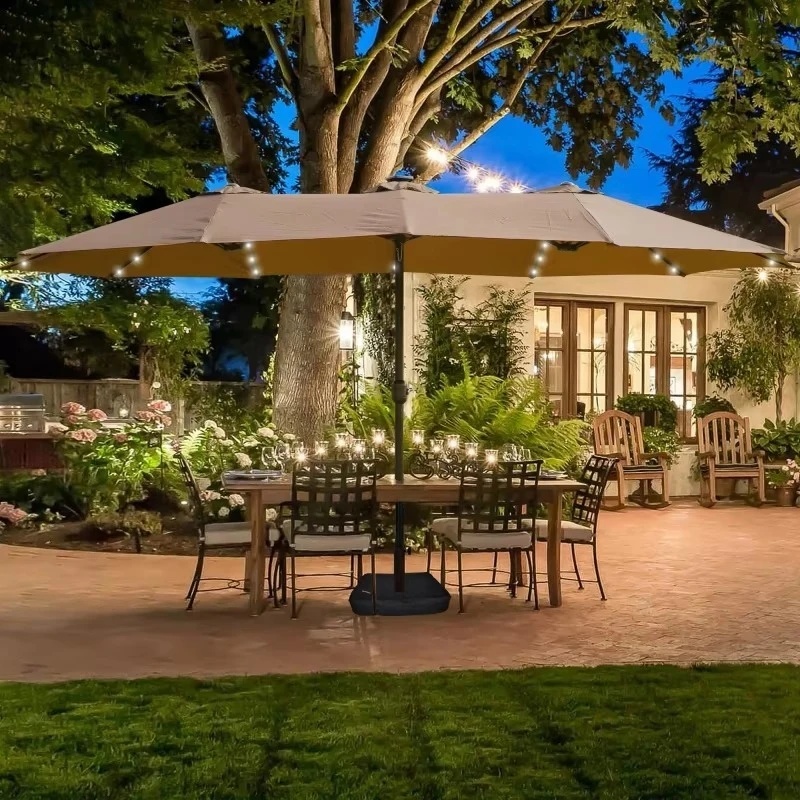 15X9ft Outdoor Garden Parasol  - Outdoor Lighting Unit 评论和价格