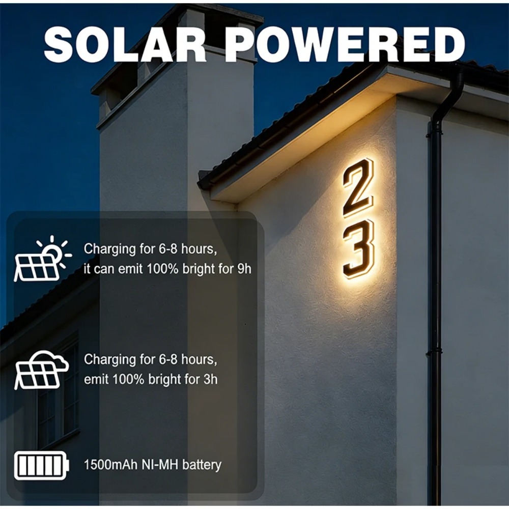 New Solar Address Sign LED Hou - Outdoor Lighting Experts 评论和价格