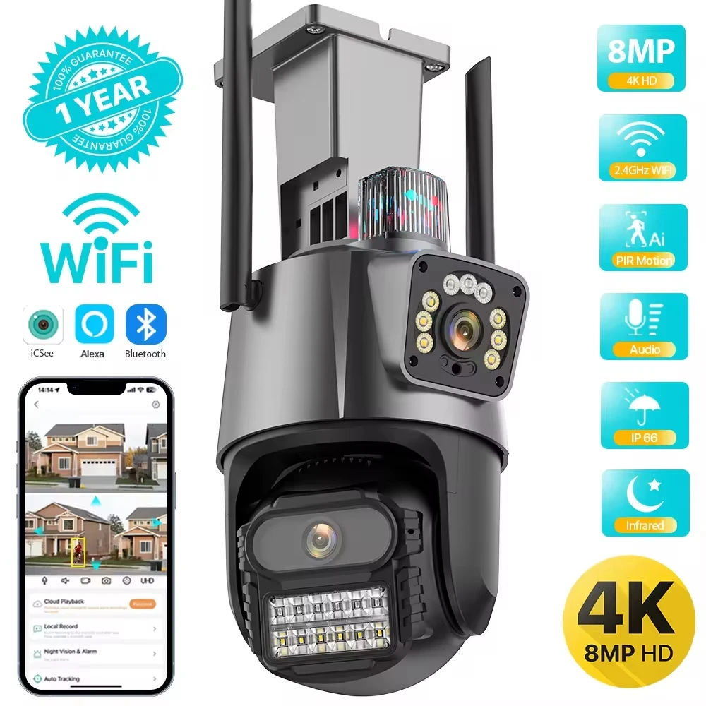 Outdoor Wifi PTZ Camera 4K 8MP - Outdoor Lighting No Electricity 评论和价格