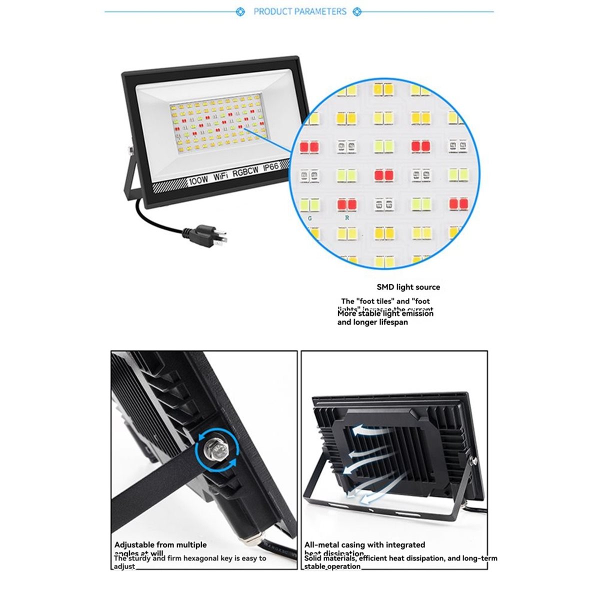 Nices 100W RGBCW LED Flood Lig - Outdoor Lighting Uk 评论和价格