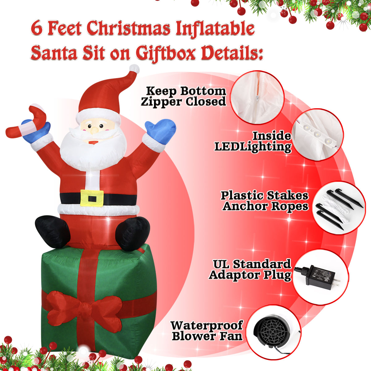 6 FT Christmas Inflatables San - Outdoor Lighting Box 评论和价格
