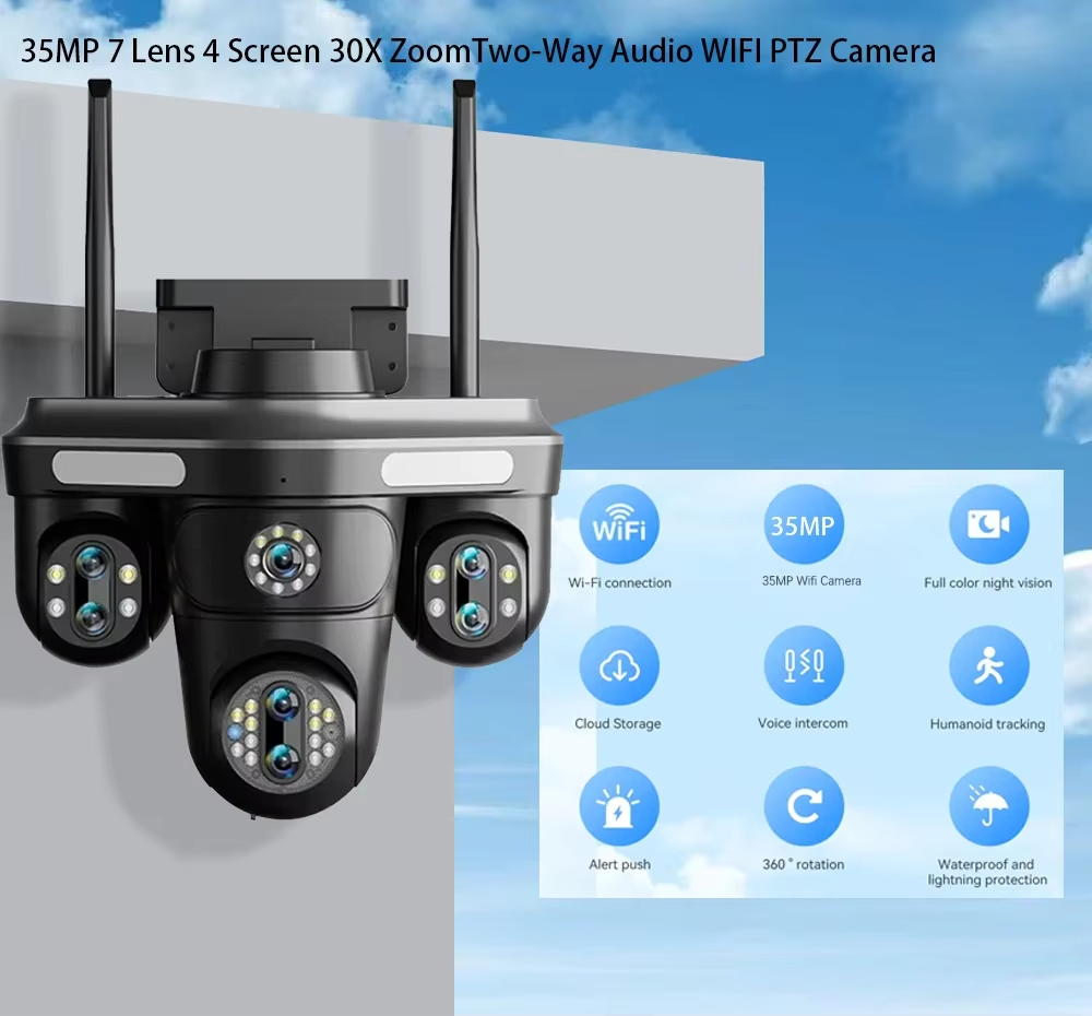 35MP Multi-Lens PTZ IP Camera  - Outdoor Lighting No Electricity 评论和价格