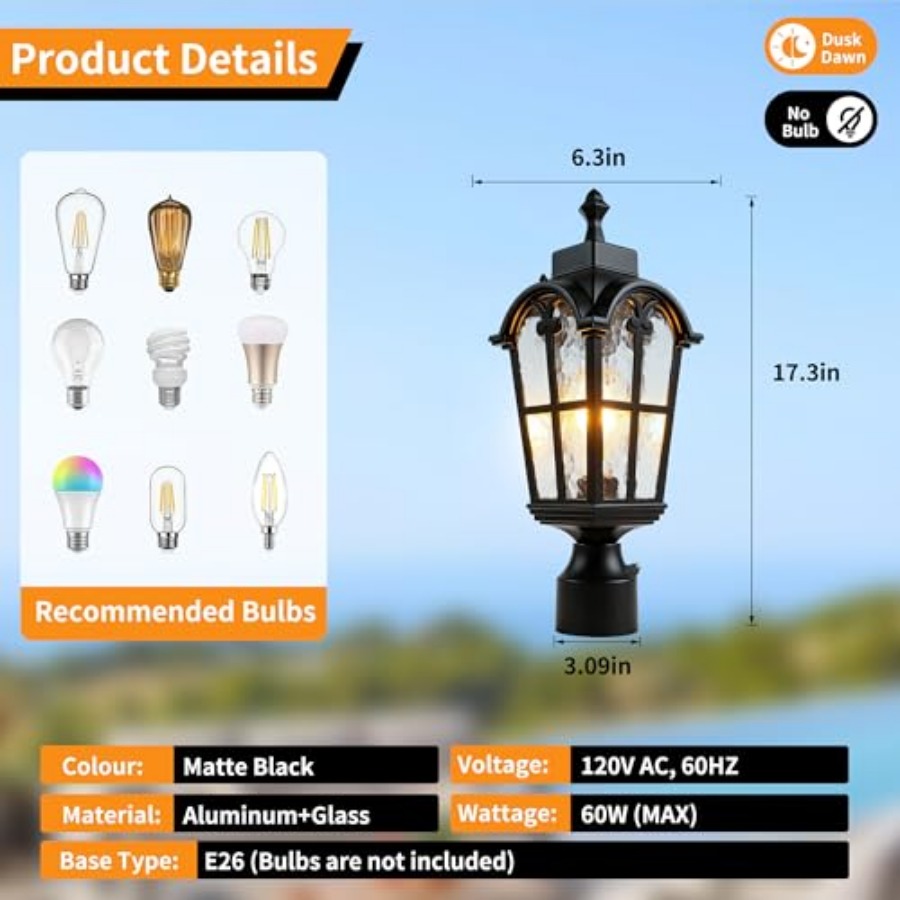 Sensor Outdoor Post Lights Wat - Outdoor Lighting Fixtures 评论和价格