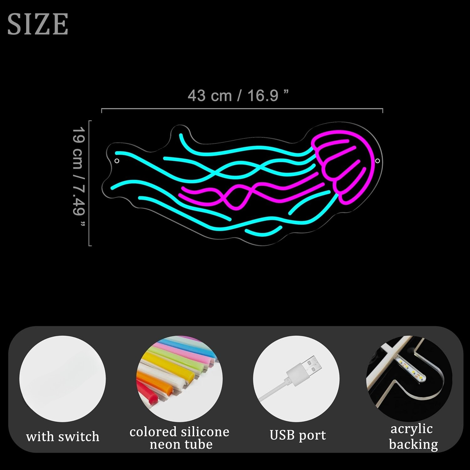 Jellyfish Neon Sign USB Dimmab - Outdoor Lighting Jellyfish 评论和价格