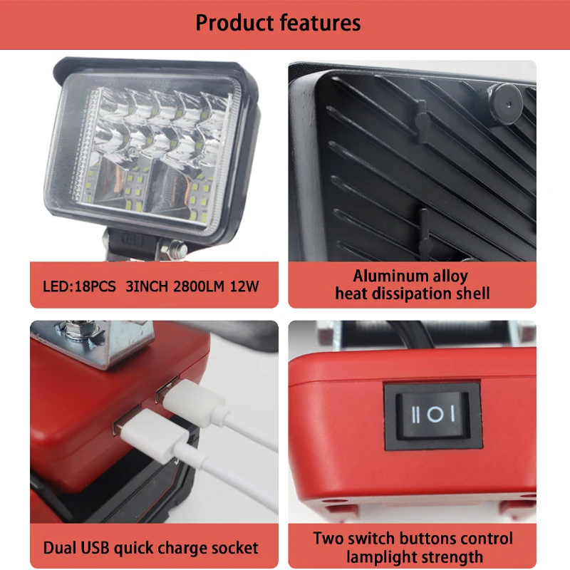ZWINCKY 12W LED Work Light For - Outdoor Lighting Milwaukee 评论和价格