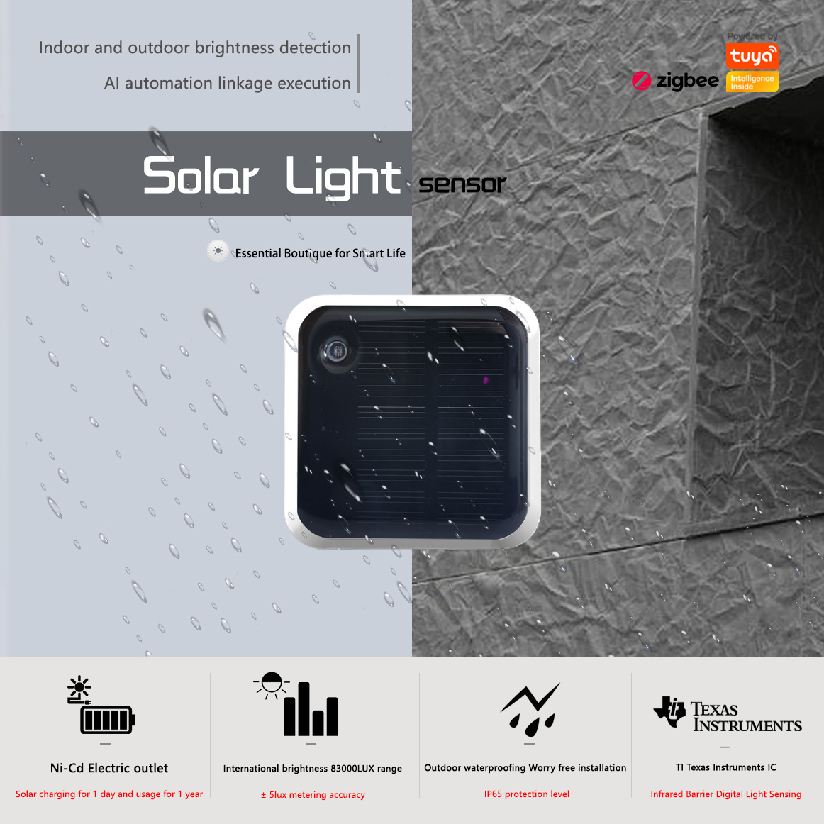 Tuya Zigbee Solar Light Sensor - Outdoor Lighting Zigbee 评论和价格