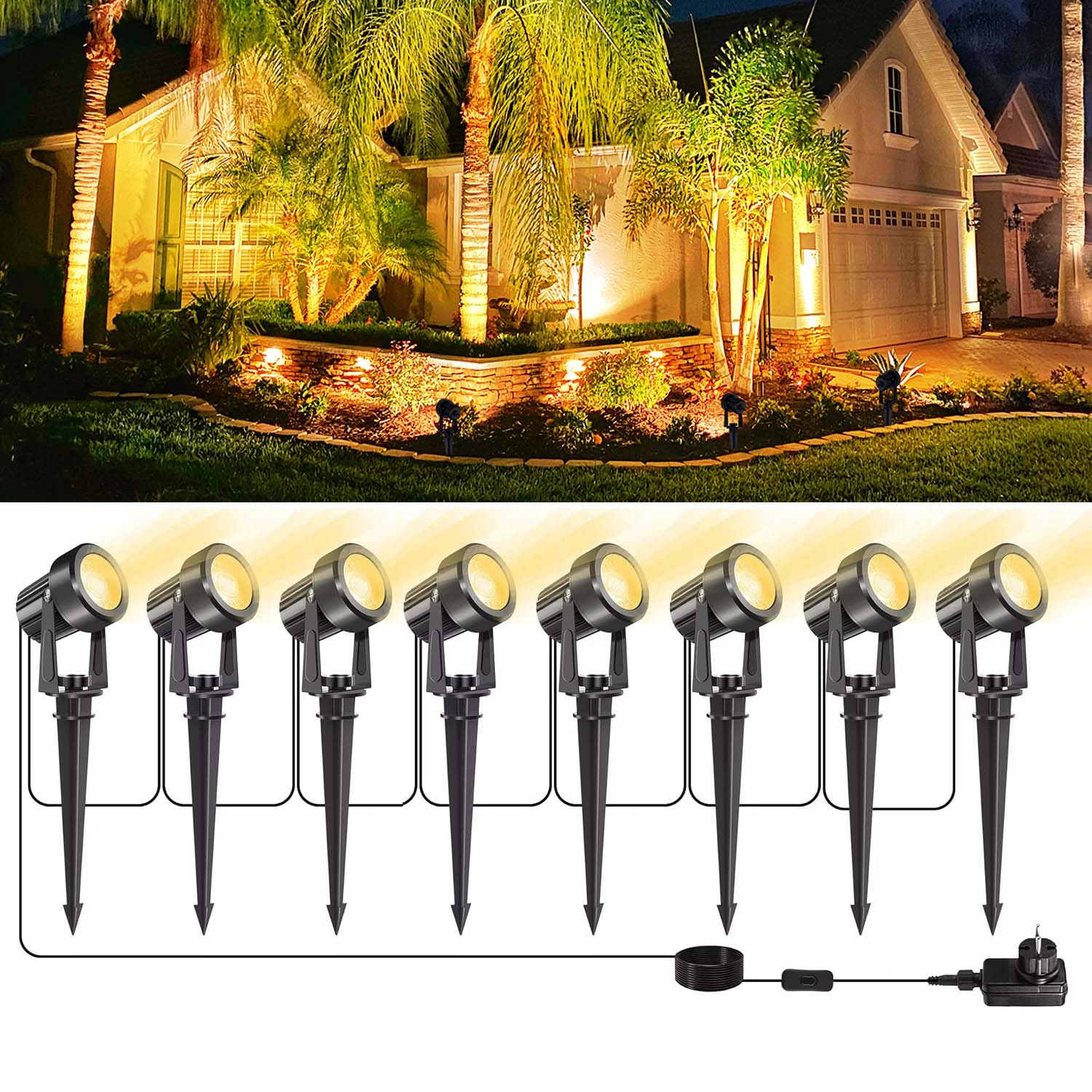 4/6/8LEDS 3000K Outdoor Spotli - Outdoor Lighting Uk 评论和价格