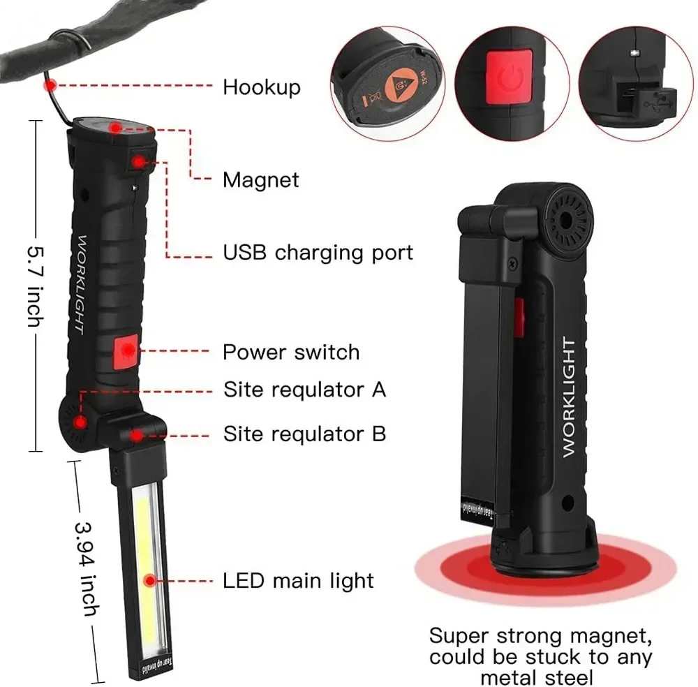 LED COB Flashlight USB Recharg - Outdoor Lighting Types 评论和价格