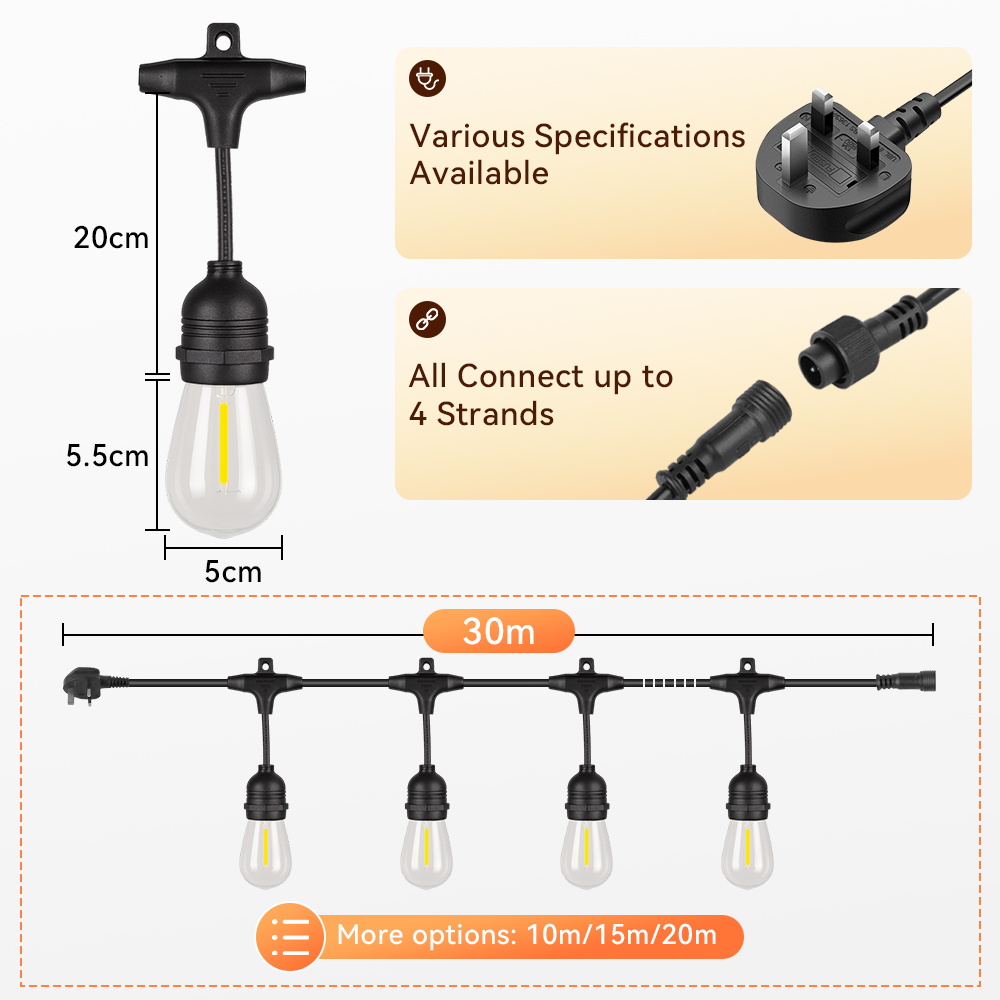 E27 Outdoor String Lights LED  - Outdoor Lighting Uk 评论和价格