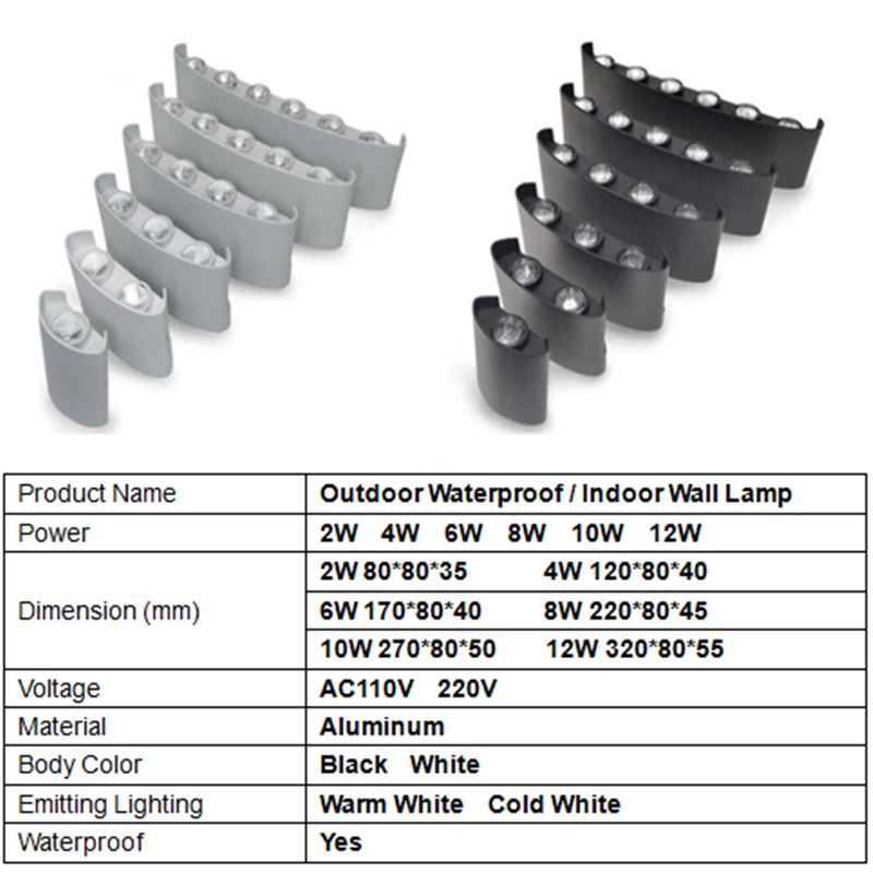Aluminium LED Wall Lamp Indoor - Outdoor Lighting Up And Down 评论和价格